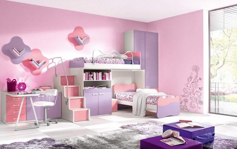decorar habitacion niña pared color rosa ideas