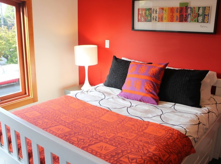 detalles color rojo dormitorio pared ideas