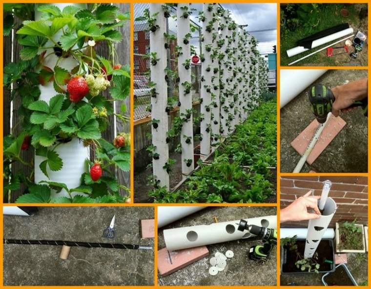 diseños caseros jardineras verticales fresas