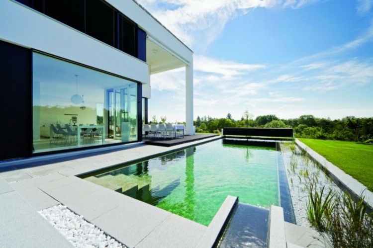 diseños modernos jardines con piscina