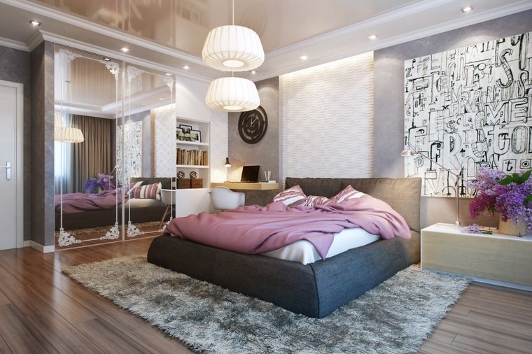 dormitorio moderno armario puertas espejo ideas