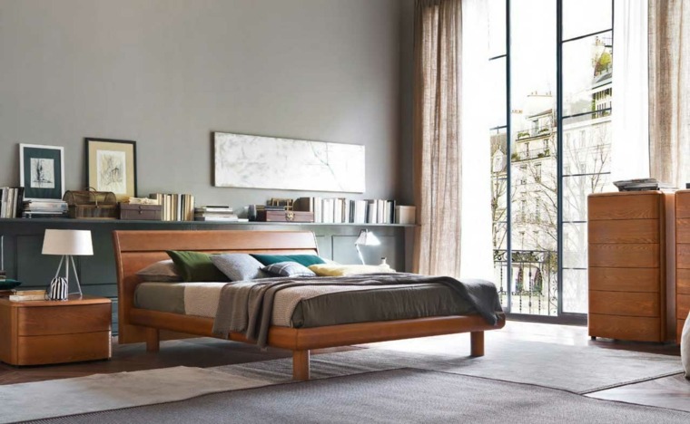 dormitorio moderno cama armario madera color natural ideas