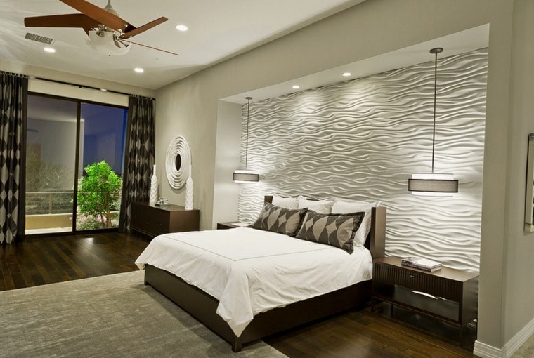 dormitorio moderno pared blanca lamparas ideas