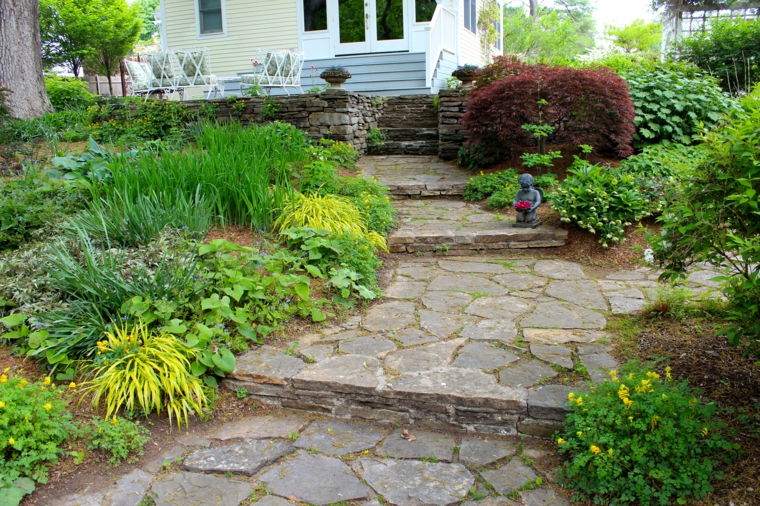escaleras jardin plantas opciones hierba montana japonesa ideas