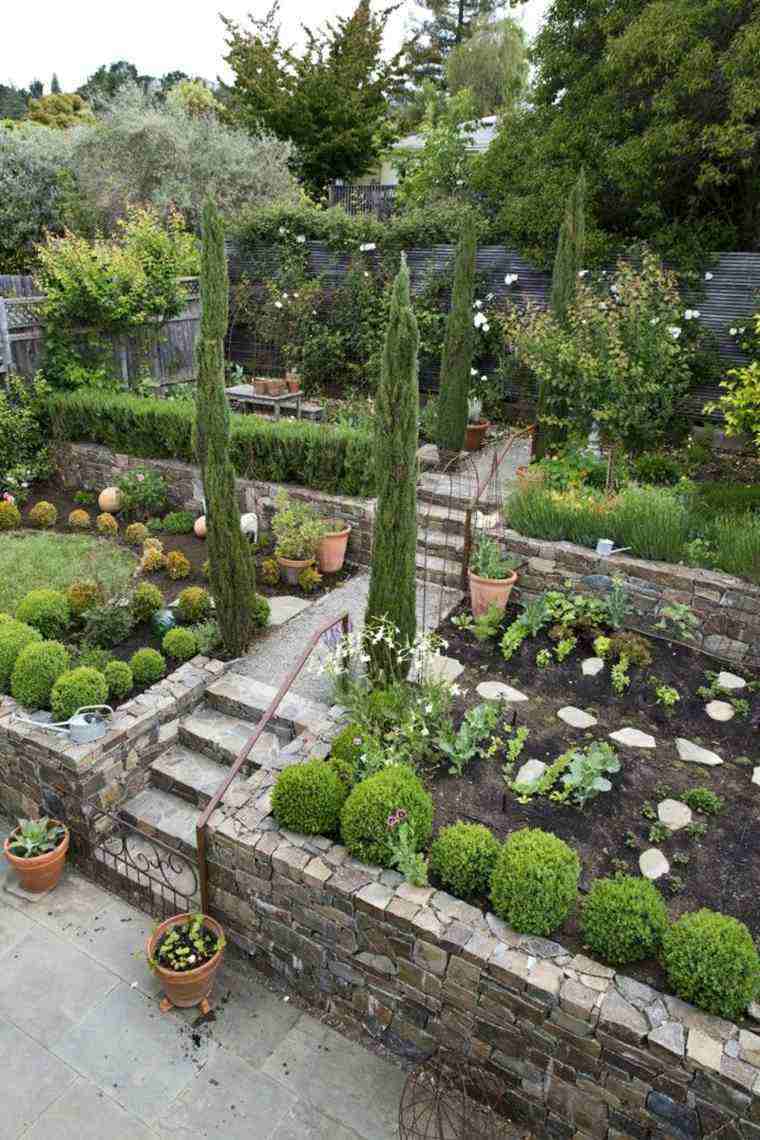 jardin diseno plantas escaleras murallas ideas