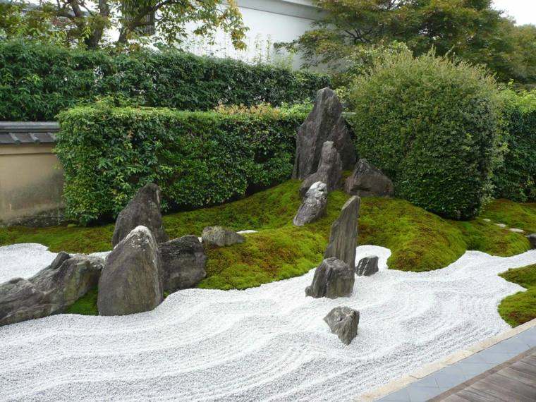 piedras grava moho jardin zen ideas