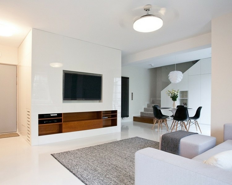muebles integrados salon color blanco