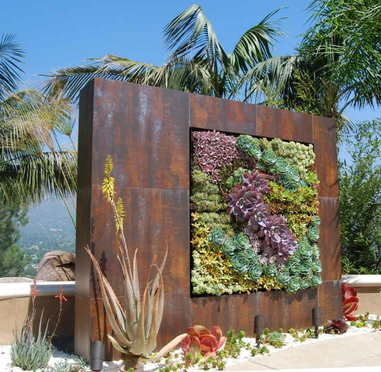 muro de corten macetero vertical con plantas muro corten maceta vertical plantas