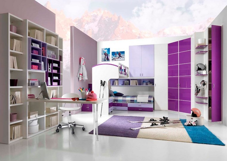 opciones decoracio habitacion nina armario purpura ideas