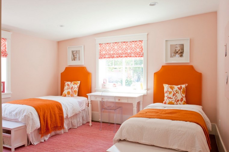 opciones decoracion habitacion nina camas naranja ideas