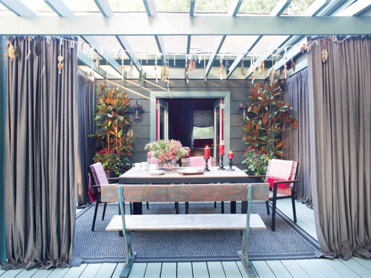 pergola cortinas distintos muebles jardin ideas