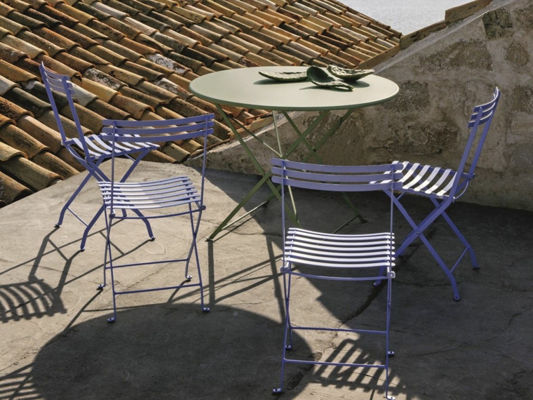 opciones muebles jardin originales sillas acero azul ideas