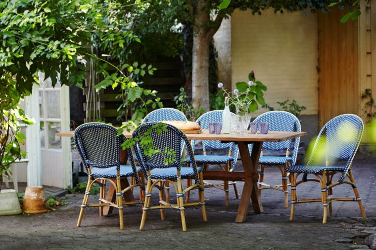 opciones muebles jardin originales sillas azules bambu ideas