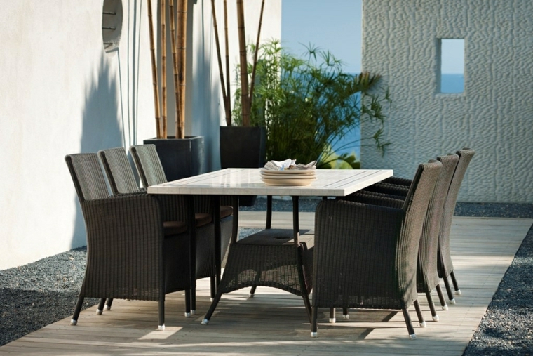 opciones muebles jardin originales sillones negros ideas