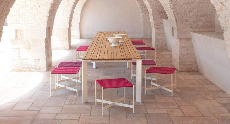 opciones muebles jardin originales taburetes rosa ideas