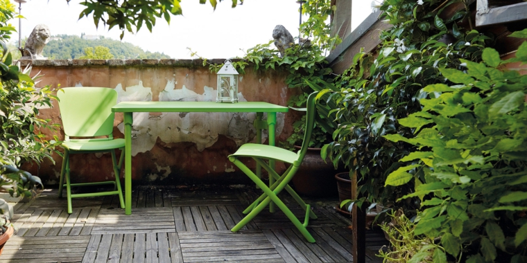 opciones muebles terraza pequena color verde ideas