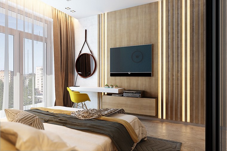 pared dormitorio moderno diseno elegante ideas