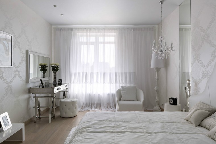 pared dormitorio moderno muebles blanco ideas