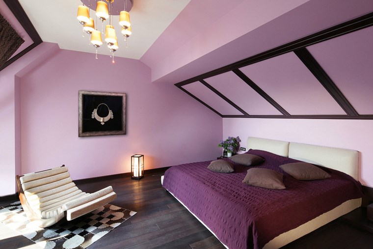 pared dormitorio moderno purpura original ideas