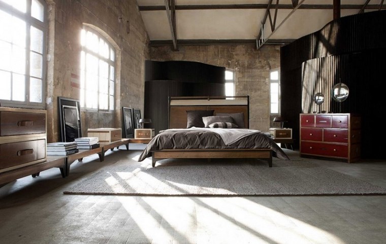 dormitorio amplio con pared de hormigón pared hormigon expuesto dormitorio bonito industrial ideas