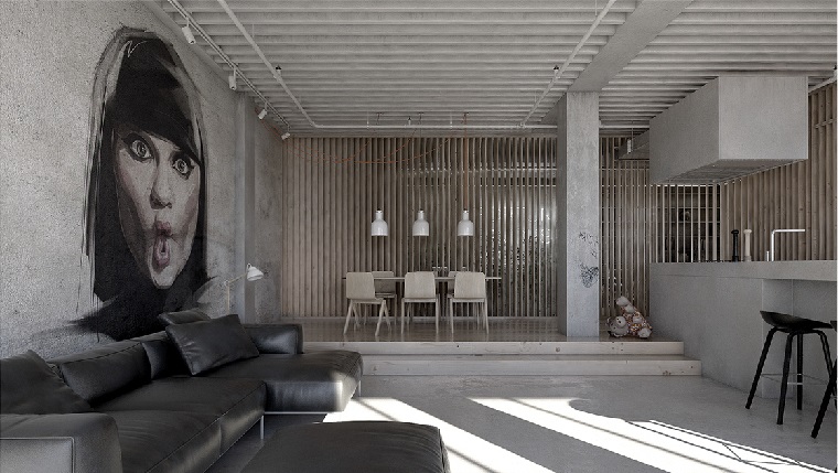 opciones para decorar la pared pared salon decorada hormigo expuesto ideas