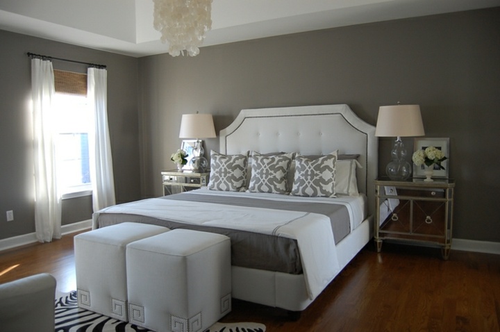 paredes grises tonos flores decorados muebles blanco
