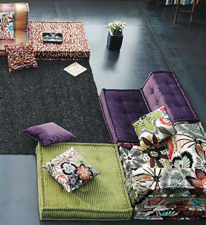 sofa mah jong elegantes paletas colores flores