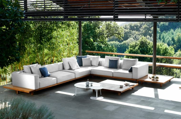 sofa moderna madera teca mesa blanca ideas
