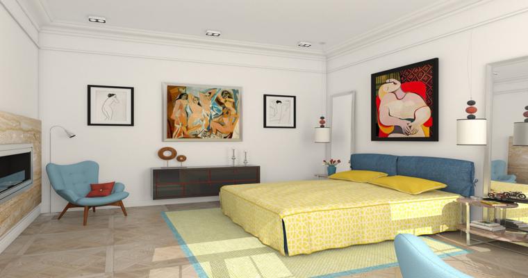 dormitorio decorado reproducciones Picasso