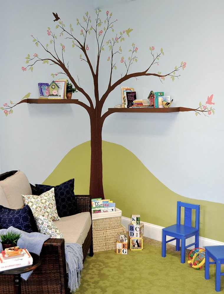 Madera columpio pared estante pared schweberegal Board salón habitación infantil decoración