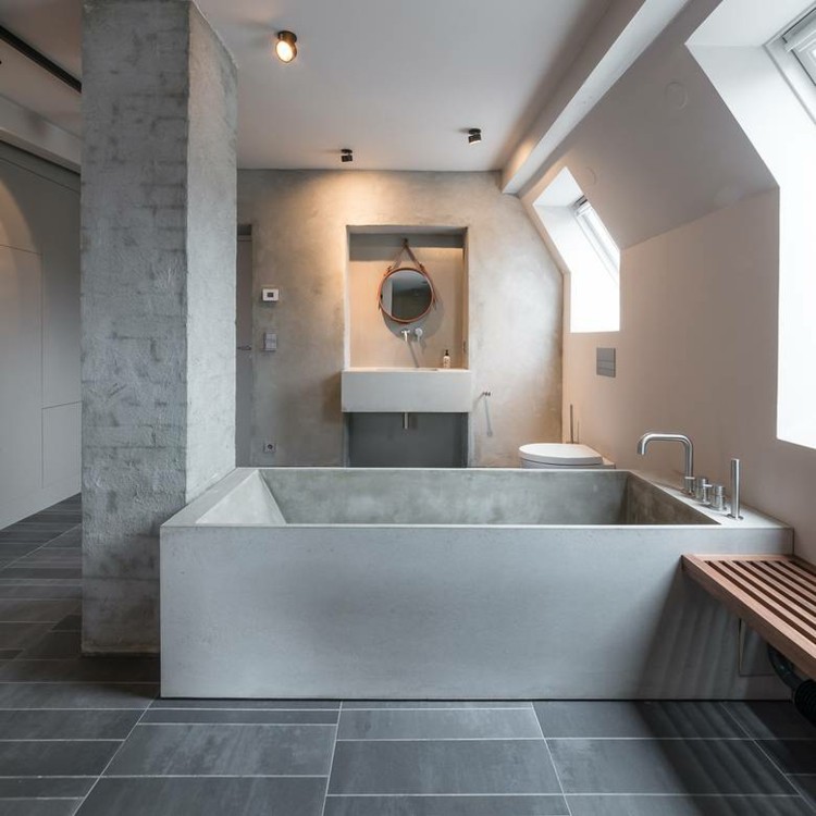 bañera moderna cemento concreto