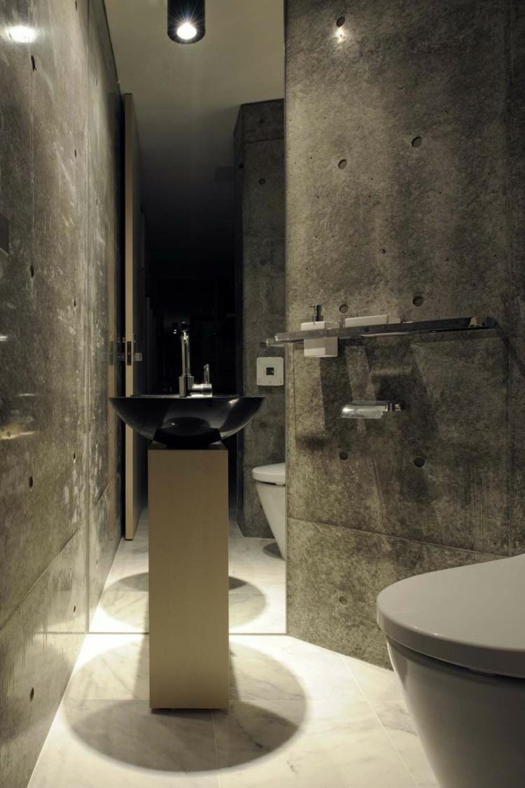 baños pequeños paredes concreto