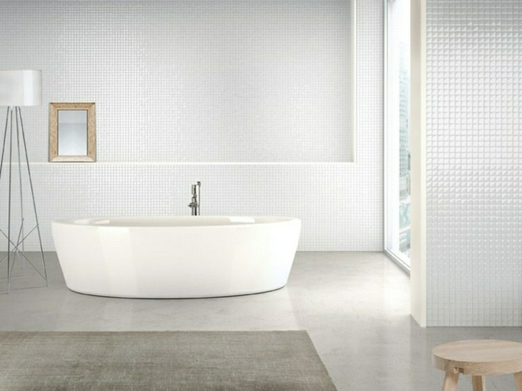 bonito baño mosaico color blanco