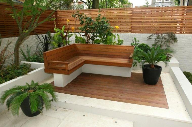 bonito diseño banco piedra terraza