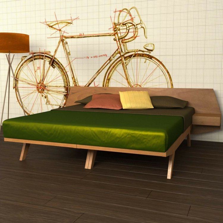 cama diseño moderno verdes bicicletas tejidos