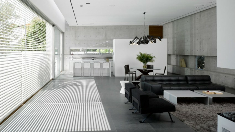 casa en Tel Aviv casa Tel Aviv muebles cuero negro salon ideas