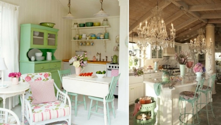 Diseño de cocinas Shabby chic - abra paso a la dulzura