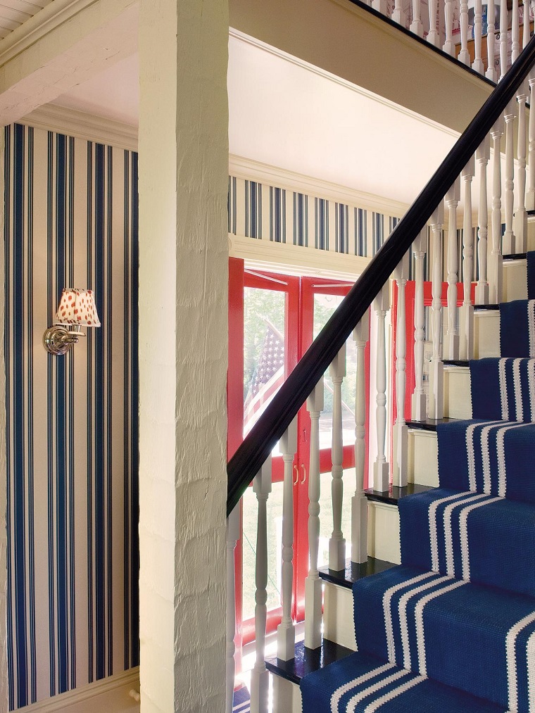 color azul escaleras madera alfombra ideas