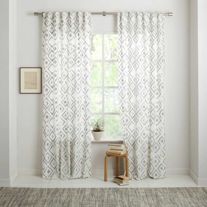 rombos estampados en las cortinas cortinas estampa plateada modernas elegantes ideas