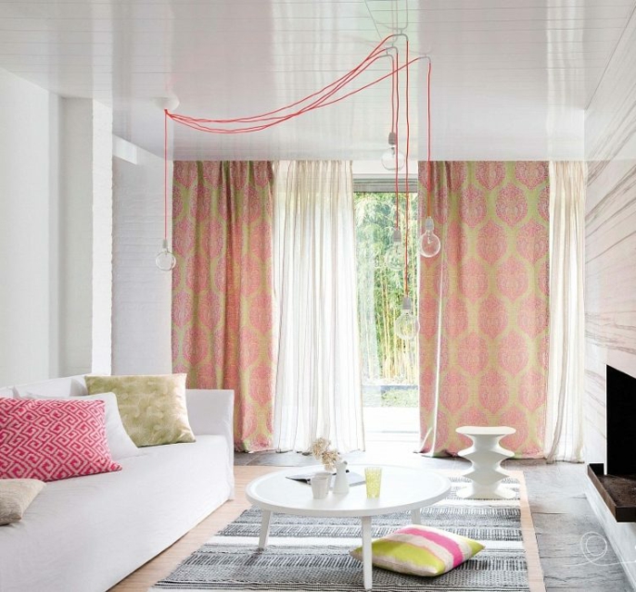 cortinas en rosa y verde cortinas modernas enriquecen hogar exoticas ideas
