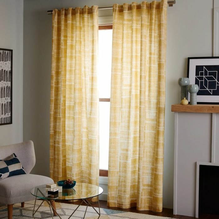 cortinas salon modernas llamativas amarillas ideas