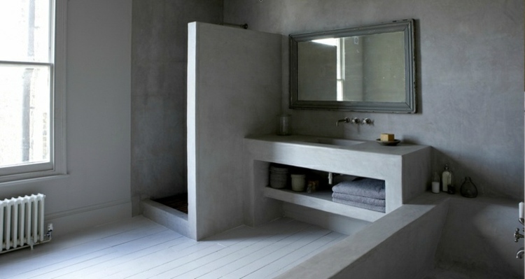 cuarto baño muebles cemento concreto