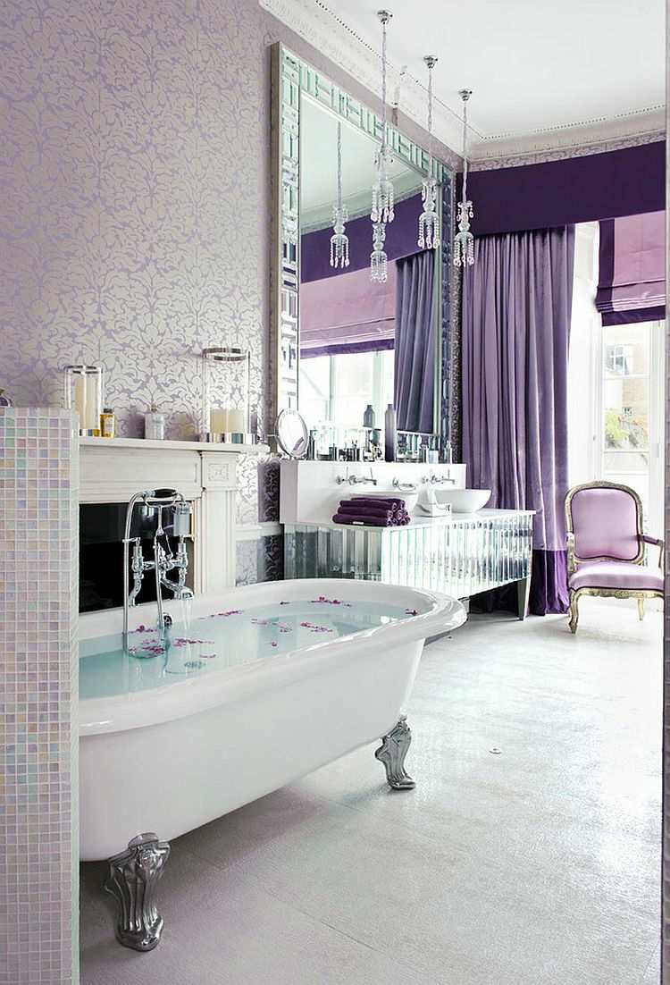 decoración baño de color lila