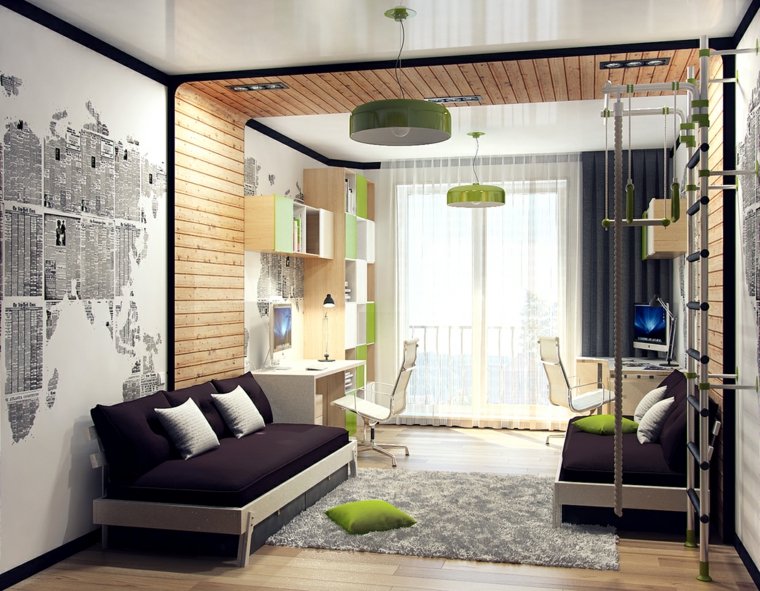 decorar paredes habitacion nino estampa mapa mundo ideas