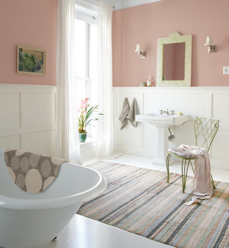 diseño baño moderno pared rosa