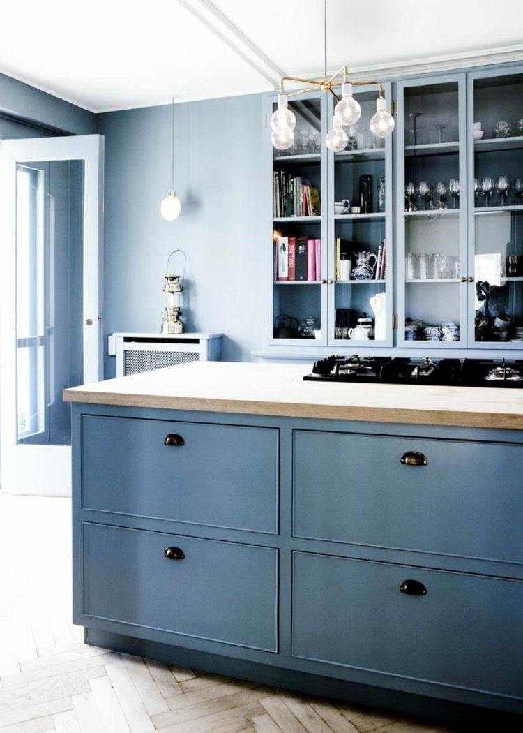 diseño cocina muebles azules