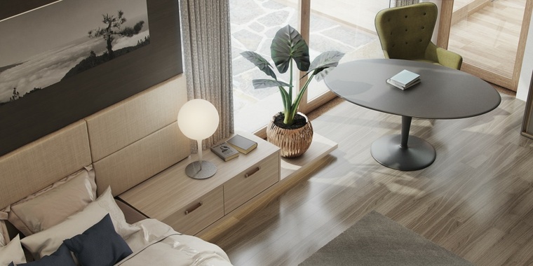 diseño habitación muebles madera laminada