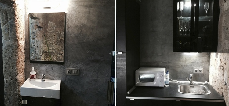 diseño baños microcemento gris