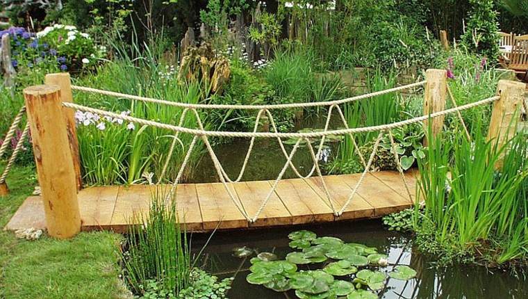 diseño jardín estanque natural moderno