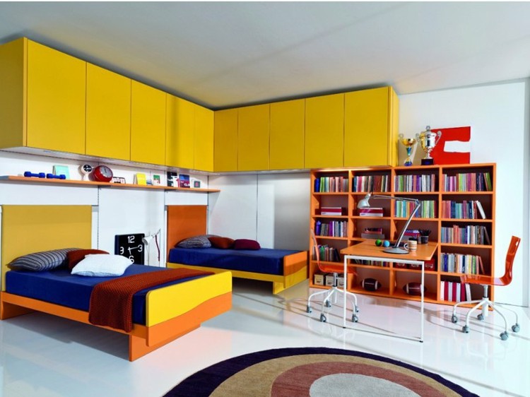cuarto moderno muebles amarillos